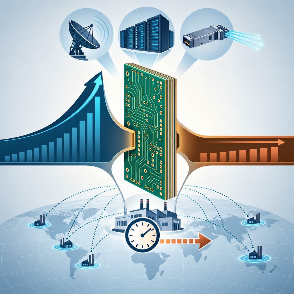 Tight supply bottleneck and rising demand curve around a high-layer-count PCB, with server, radar and optical module applications