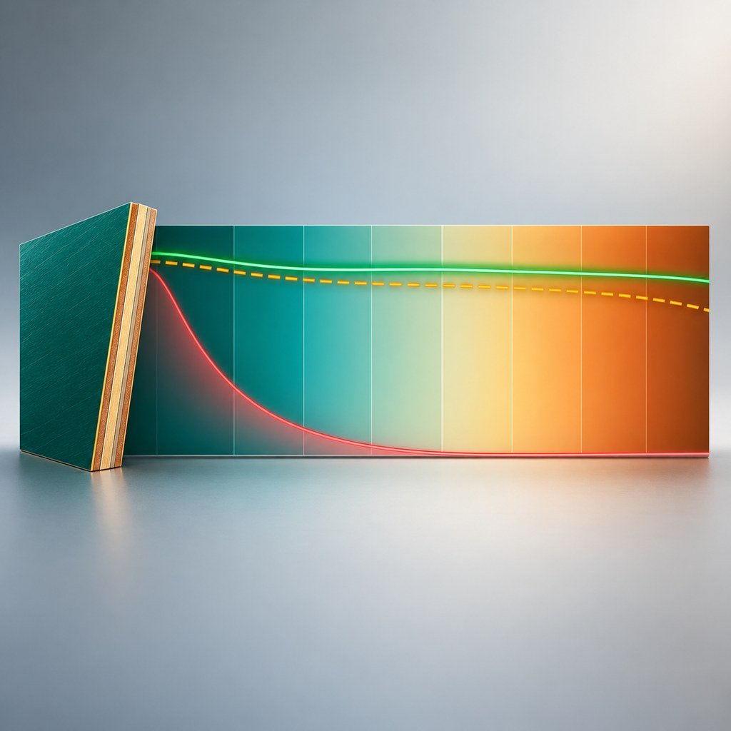 Frequency band spectrum showing F4B performance holding steady across the whole range against two falling curves