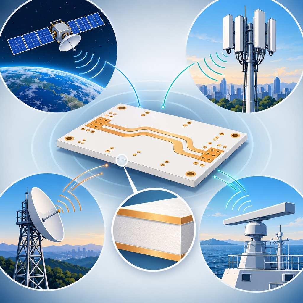 RT/duroid 5880 board linked to 5G millimetre-wave arrays, satellite links, microwave backhaul and navigation radar
